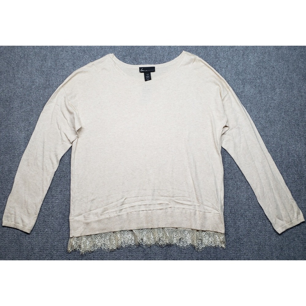 Lane Bryant Sweater Womens Size 18/20 Beige Lace Trim Long Sleeve Pullover New
